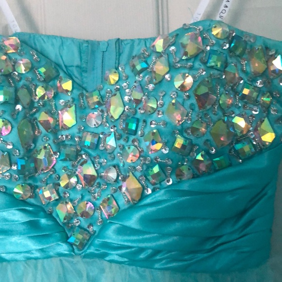 SHORT TURQUOISE DRESS - Picture 2 of 4